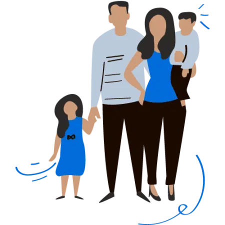 Jailaid header image A cartoon image of a family helped by the JailAid website.